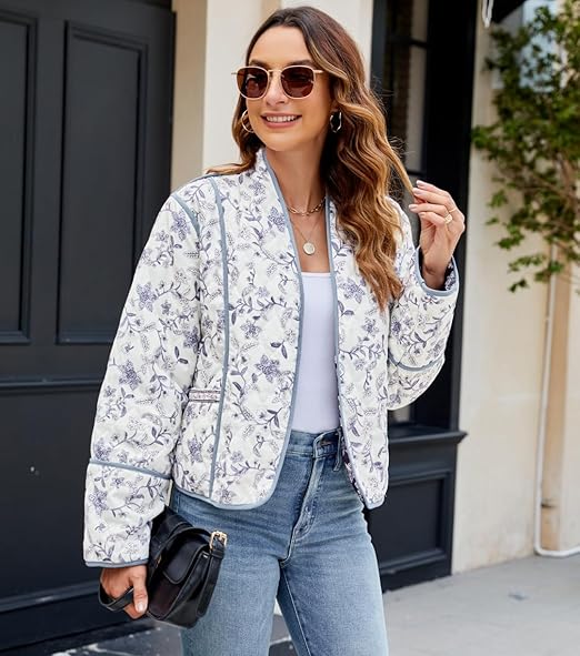 Veste réversible à imprimé floral ethnique