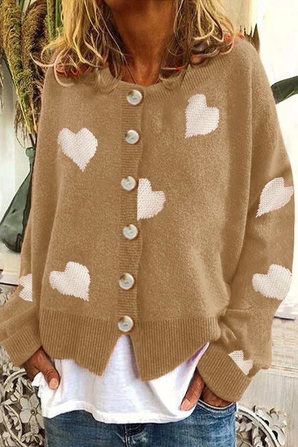 Cardigan da donna con maglione a cuore