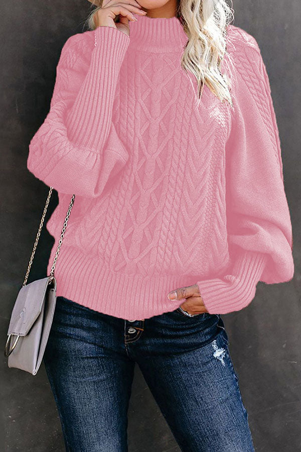 Loose Solid Color Warm Balloon Sleeve Sweater