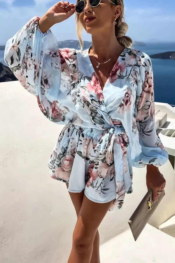 Drifting Out To Sea Printed Vacation Shorts Suit