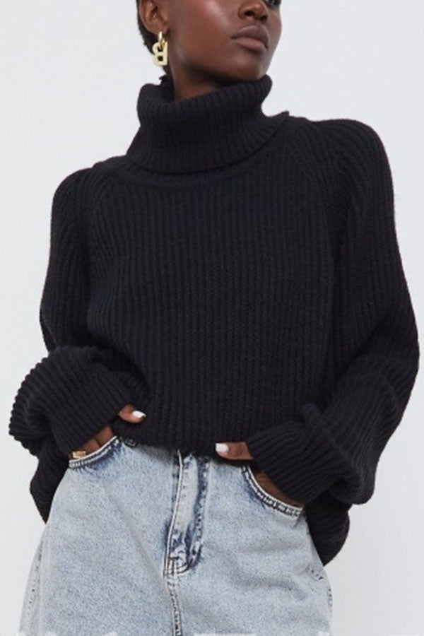 Turtleneck Pullover Loose Knit Sweater