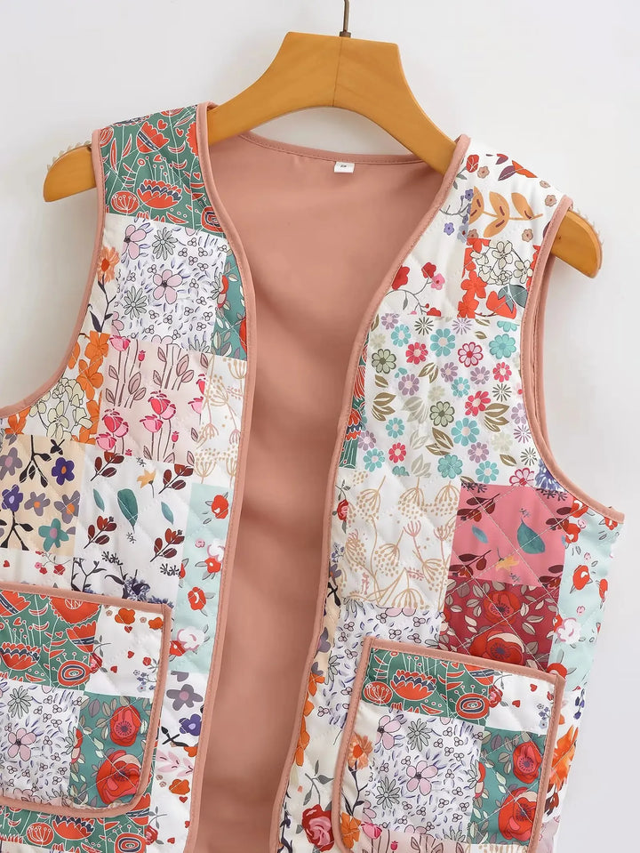 Patchwork Flower Print Waistcoat