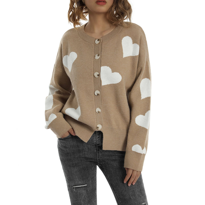 Cardigan da donna con maglione a cuore