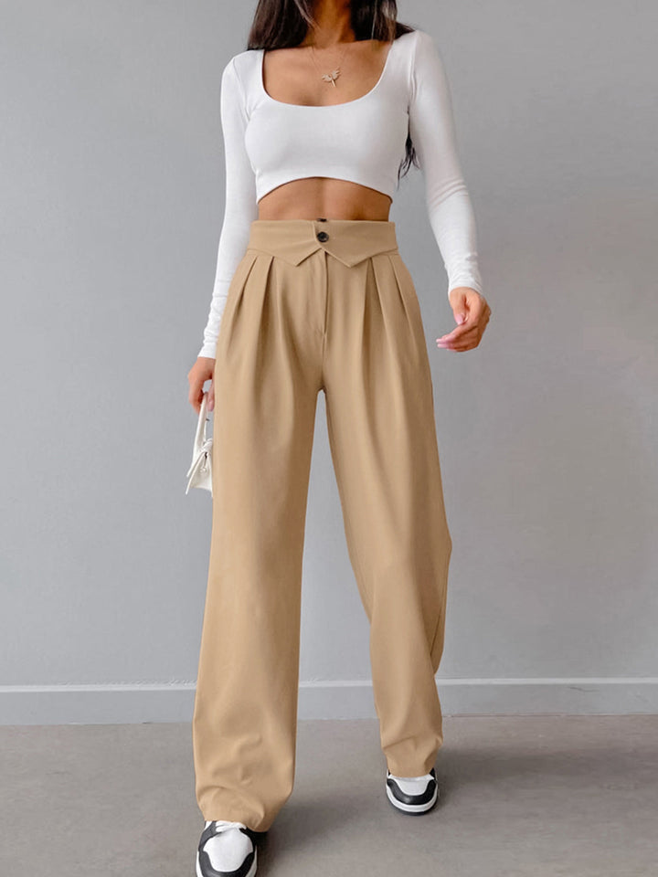 Street Fold Over Waistband Straight Leg Pants