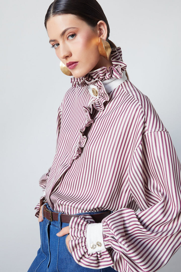 Red Ruffled Blouse