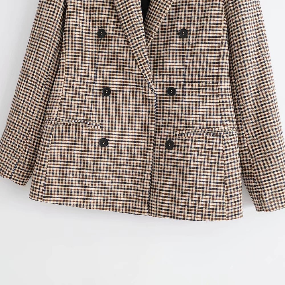 Plaid Double-Breasted Suit Jacket