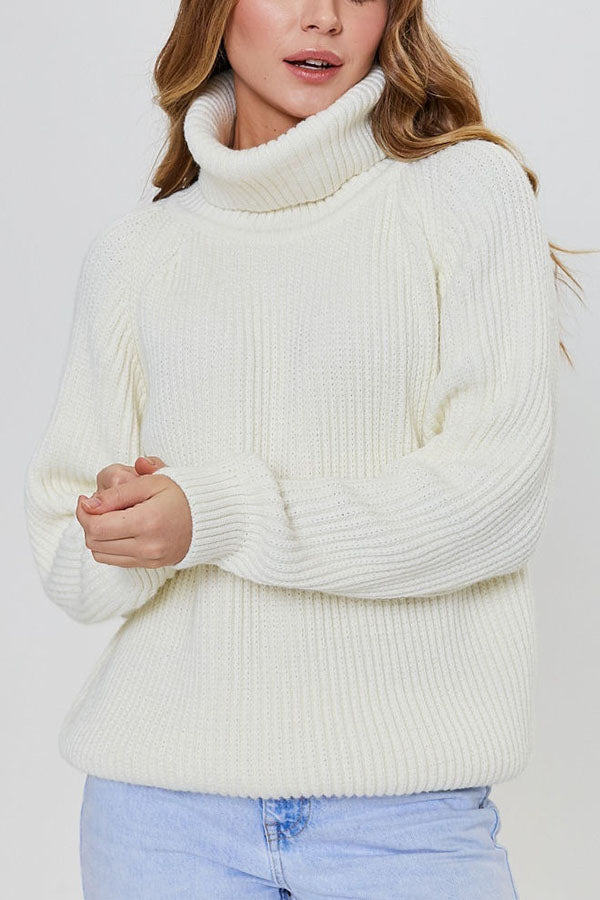 Turtleneck Pullover Loose Knit Sweater