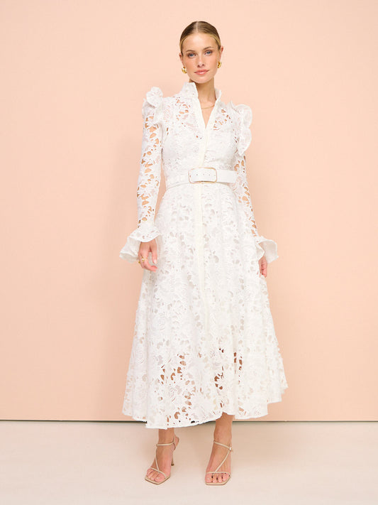 Leo Lin Aliyah Lace Butterfly Sleeve Maxi Dress