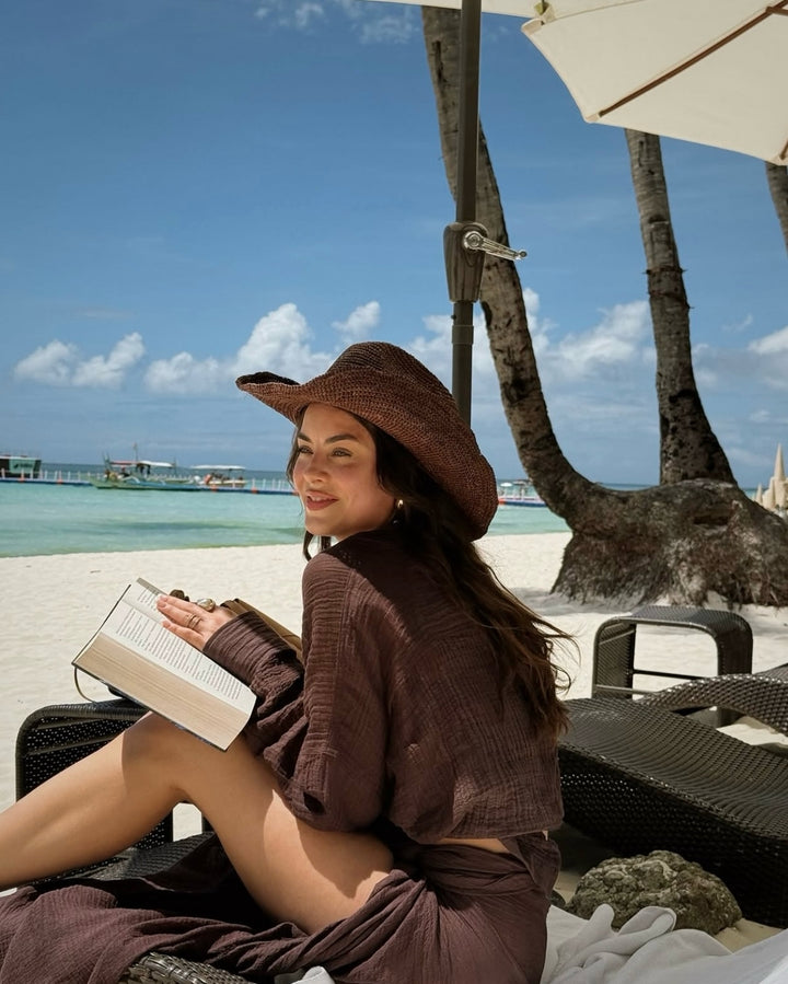 Sueños descalzos: cubierta protectora solar para la playa en color perla