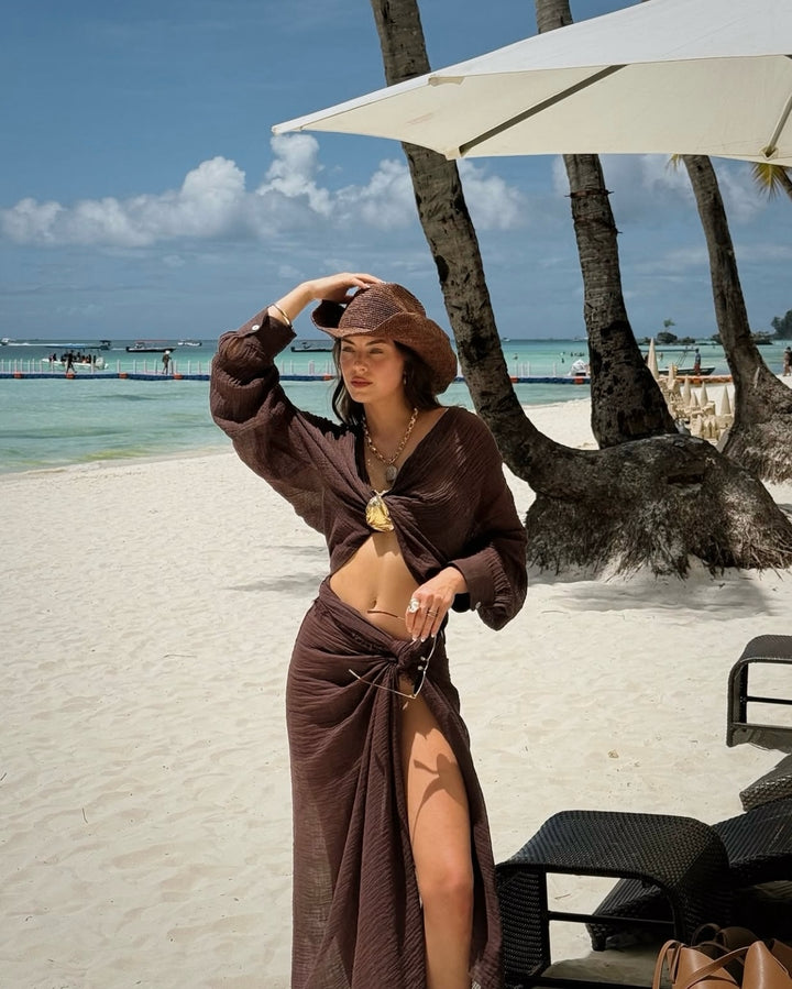 Sueños descalzos: cubierta protectora solar para la playa en color perla