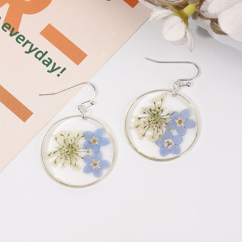 Geometric Drop Glue Dried Flower Eternal Flower Earrings