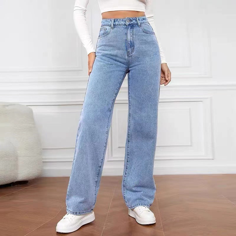 Plus-Size High-Waisted Straight-Leg Jeans