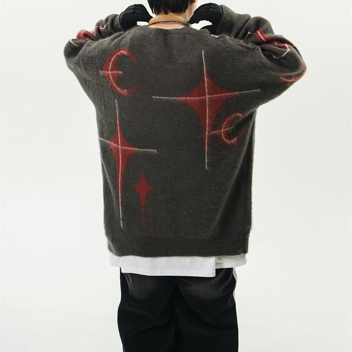 Star Moon Graphic Knitted Sweater