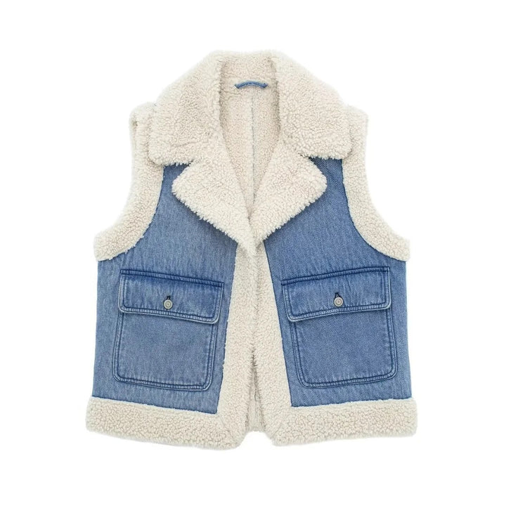 Gilet en laine imitation denim