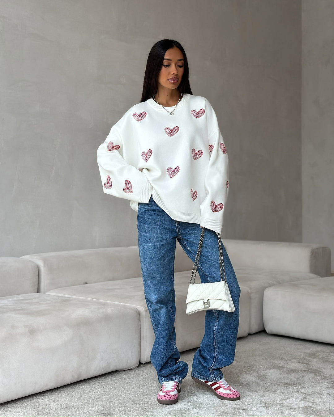 Handwriting Heart Knit Sweater