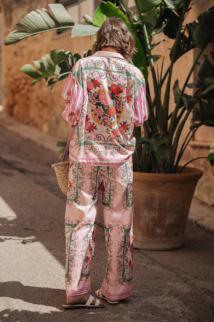 Loose Printed Shirt And Trousers Leisure Vacation Set