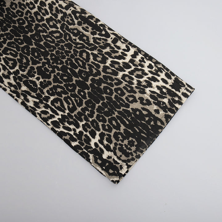 Pantalones anchos hasta el suelo con estampado de leopardo