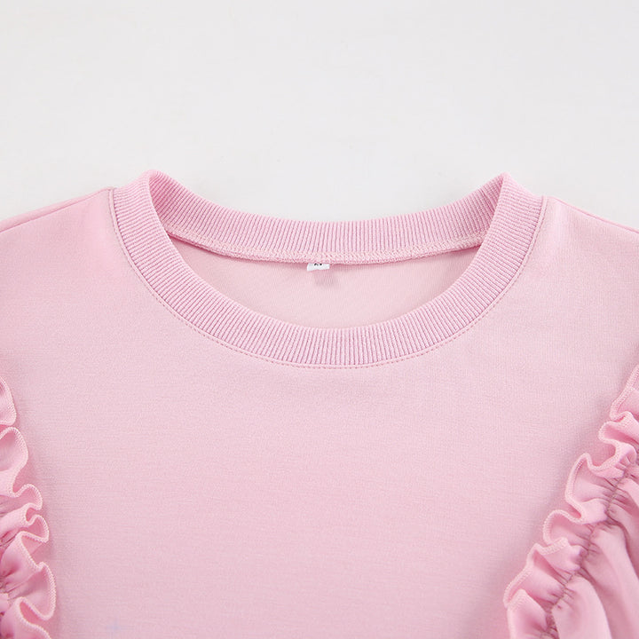 Pink Mood – Plissiertes Sweatshirt mit Rüschen