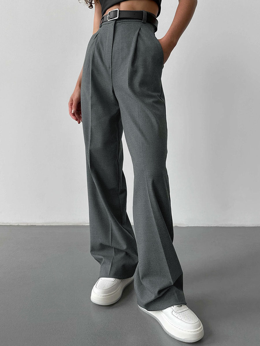 High-Waisted Straight-Leg Wide-Leg Suit Pant