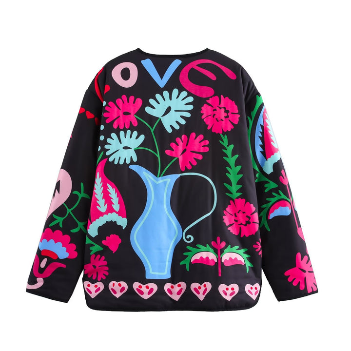 Cute Graffiti Style Print Thin Jacket