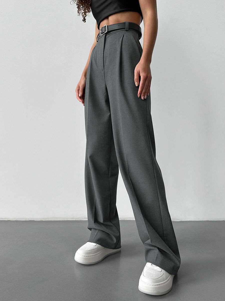 High-Waisted Straight-Leg Wide-Leg Suit Pant