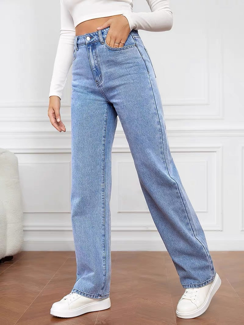 Plus-Size High-Waisted Straight-Leg Jeans