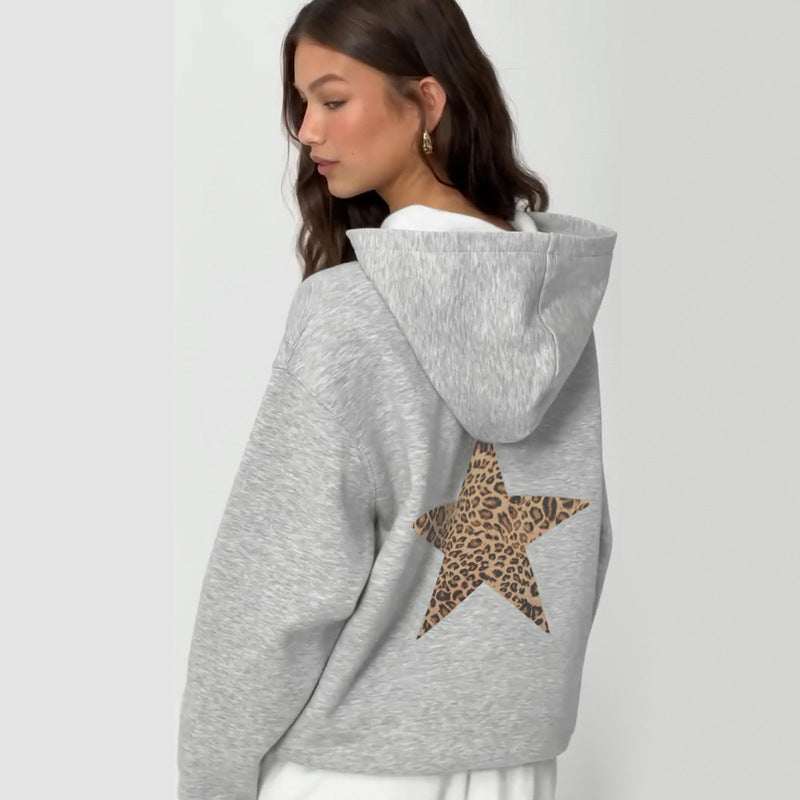 Leopard Print Star Hoodie