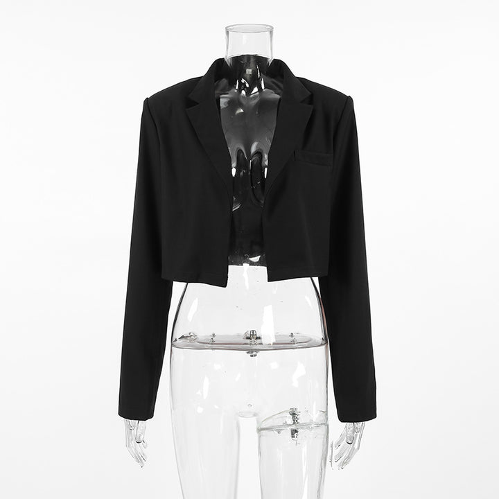 Standing Collar And Shoulder Pads Short Jacket