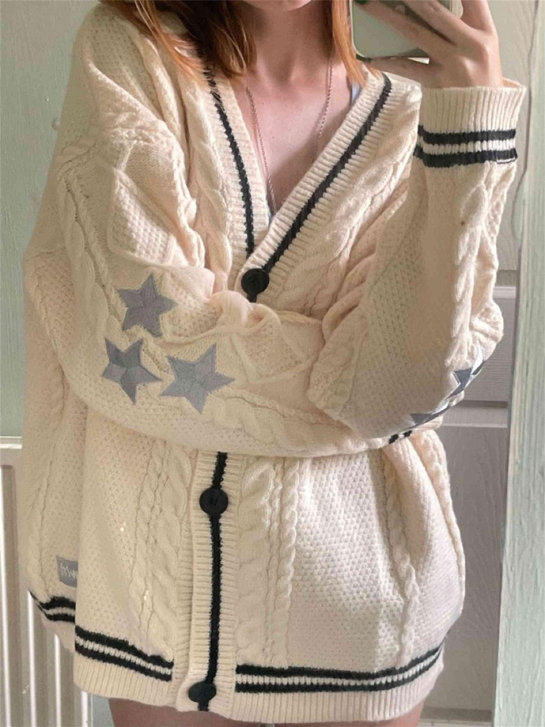 Lovely Star Sleeves Knitted Cardigan