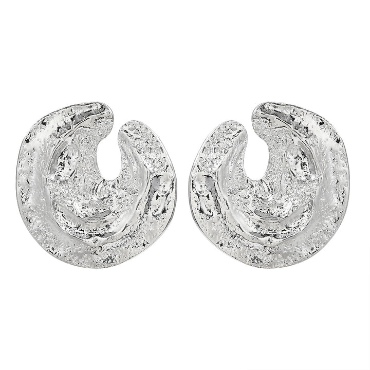 U-Shaped Irregular Surfaces Round Stud Earrings