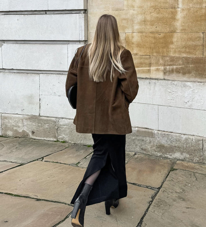 Vintage Brown Lapel Shoulder Pad Jacket