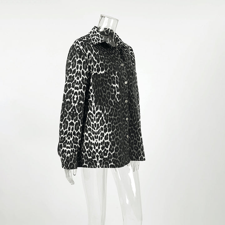 Street Style Leopard Print Big Pockets Jacket