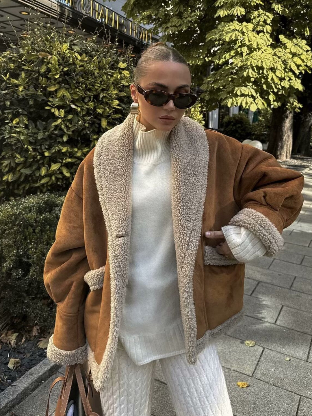 Vintage Lapel Loose Faux Cashmere Jacket