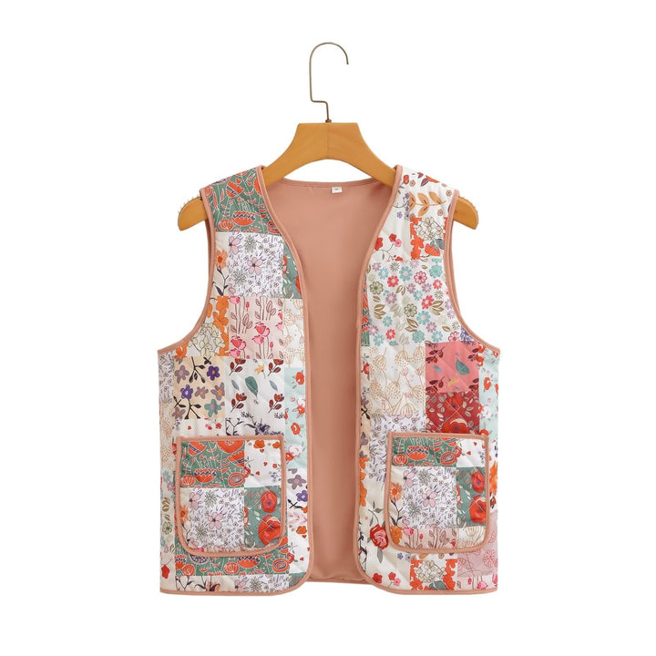 Colete Patchwork Estampado de Flores