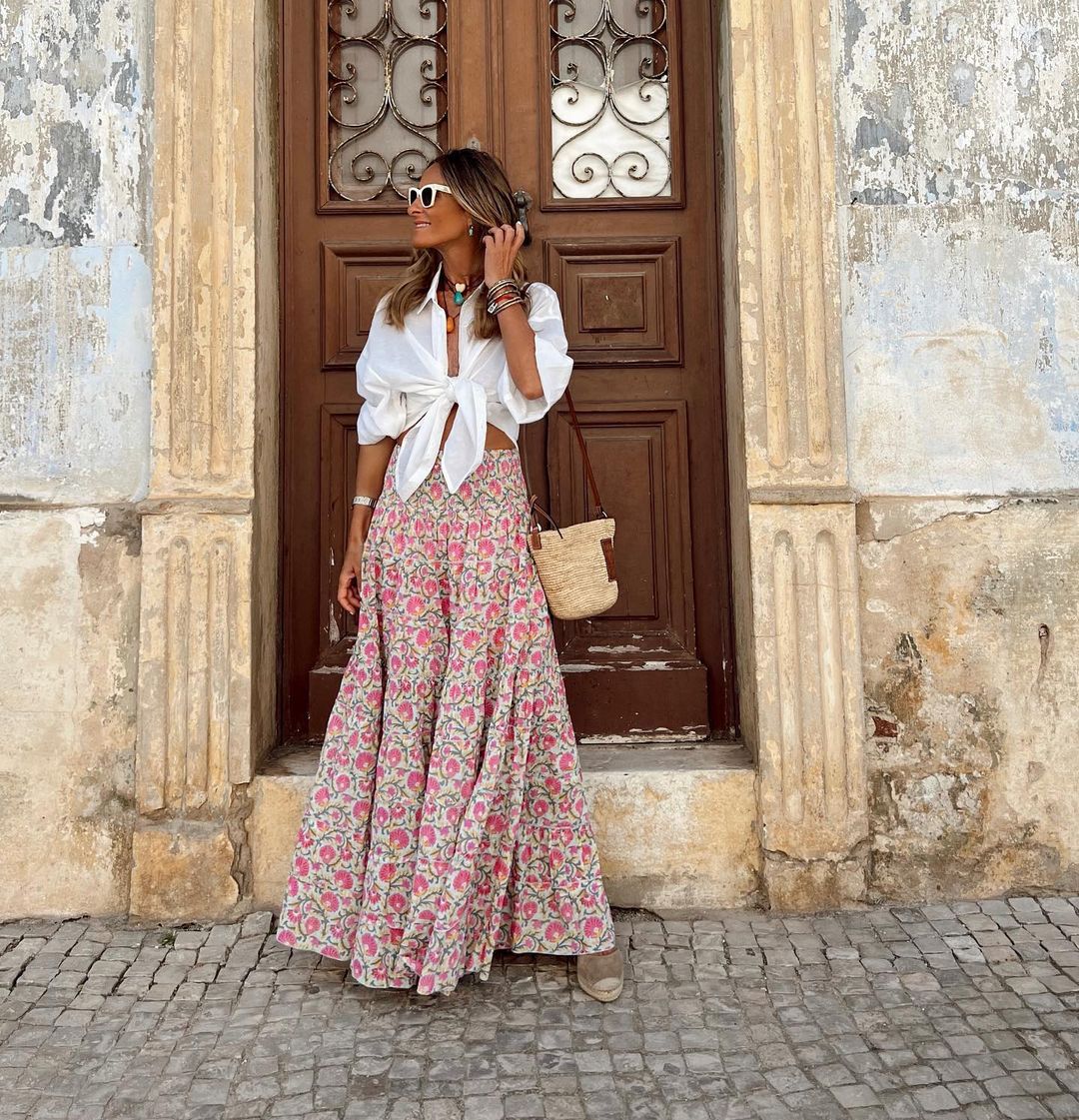 Bohemian Holiday Casual Print Skirt