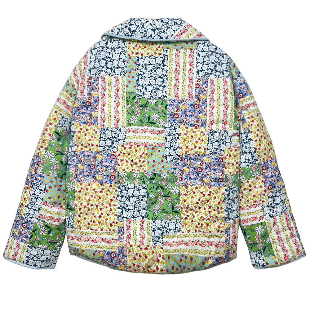 Chaqueta con estampado de patchwork y estampado floral en amarillo verdoso