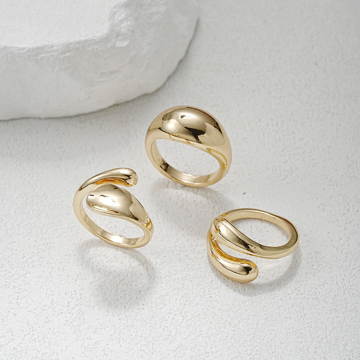 Irregular Lines Open Ring Set