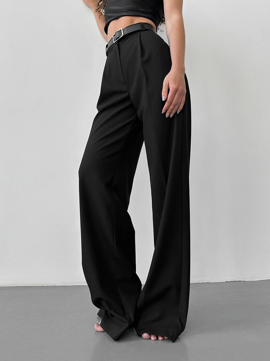 High-Waisted Straight-Leg Wide-Leg Suit Pant