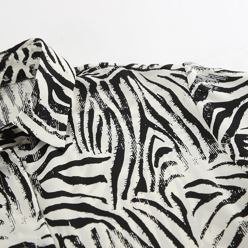 Zweiteiliges Set aus Hemd und Hose mit Zebra-Print