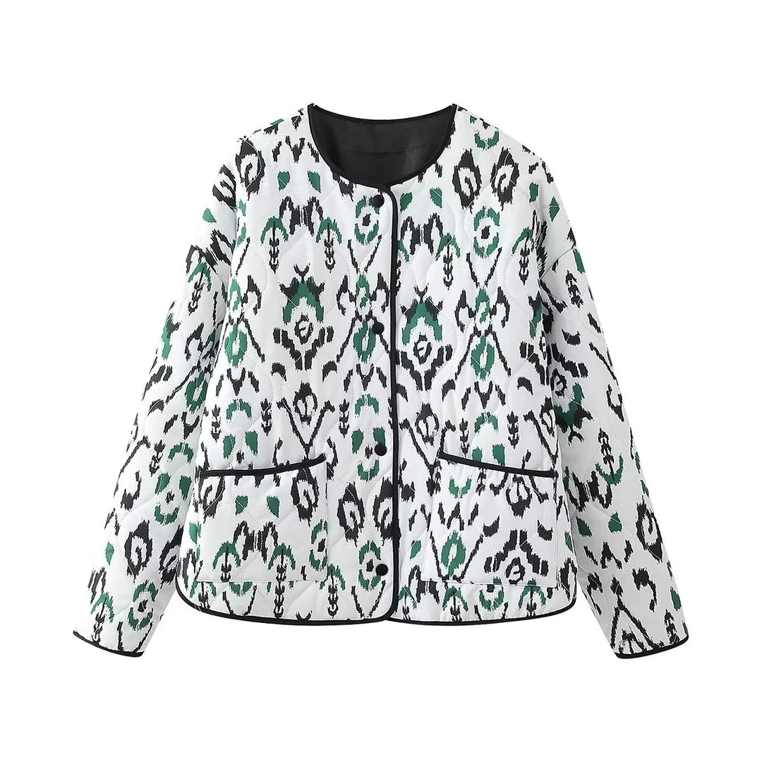 Dünne Steppjacke mit geometrischem Print