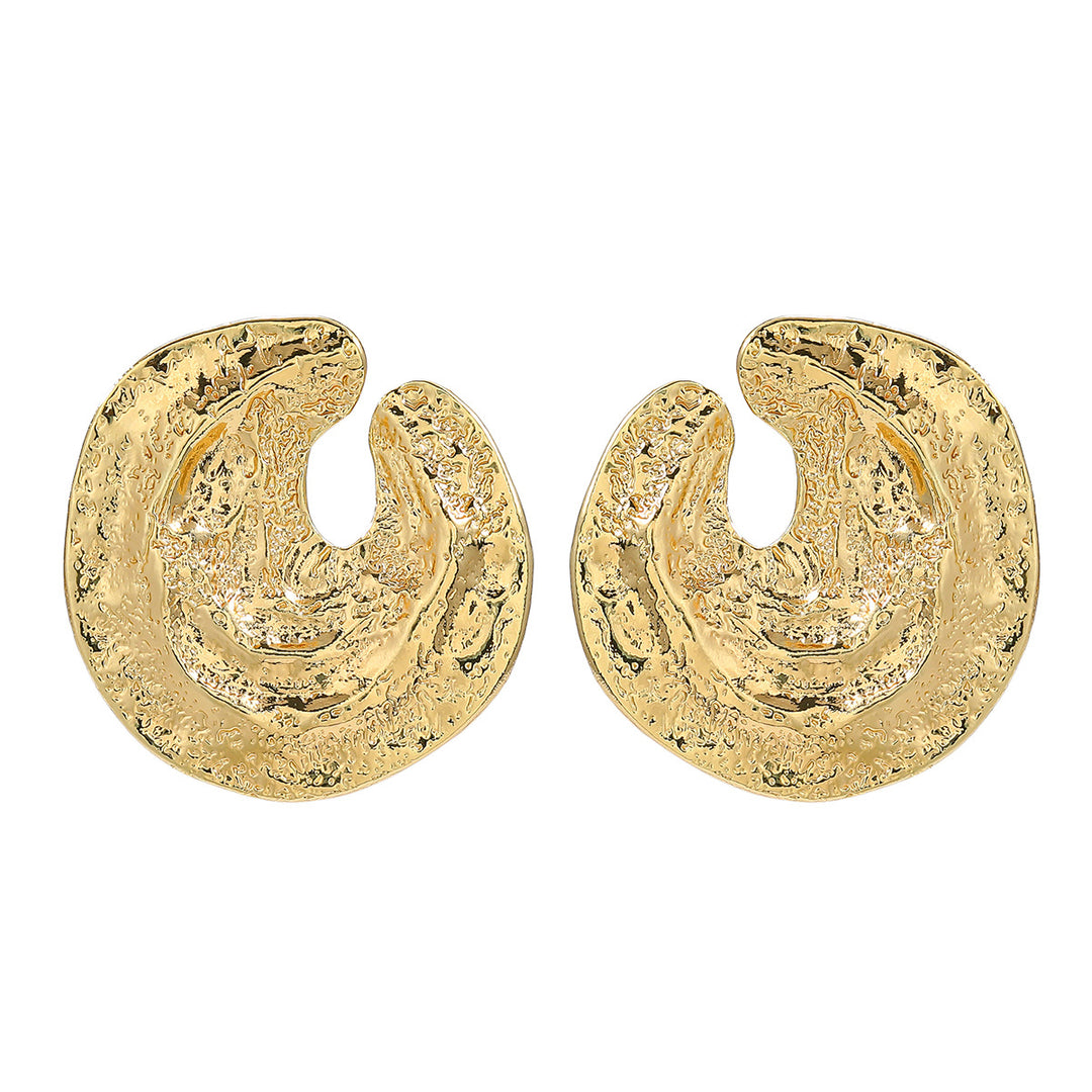 U-Shaped Irregular Surfaces Round Stud Earrings