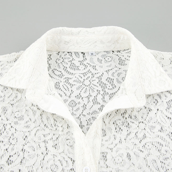 Bloemen kanten cover-up shirt