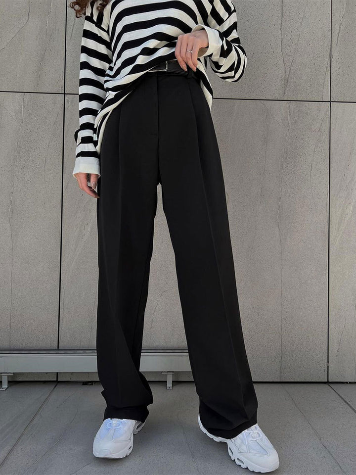 High-Waisted Straight-Leg Wide-Leg Suit Pant