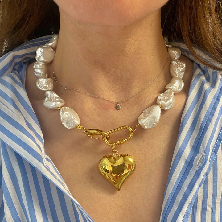 Bohemian Oversized Irregular Stone Heart Necklace