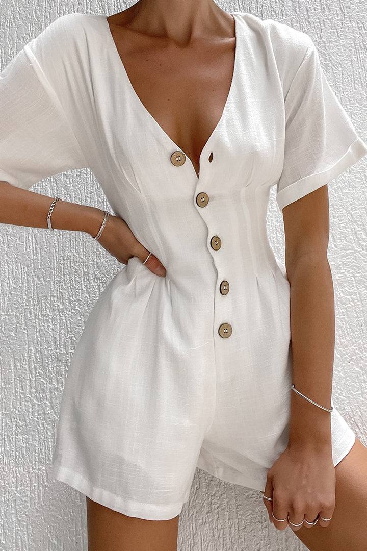 Button Down Cotton Jazz Jumpsuit