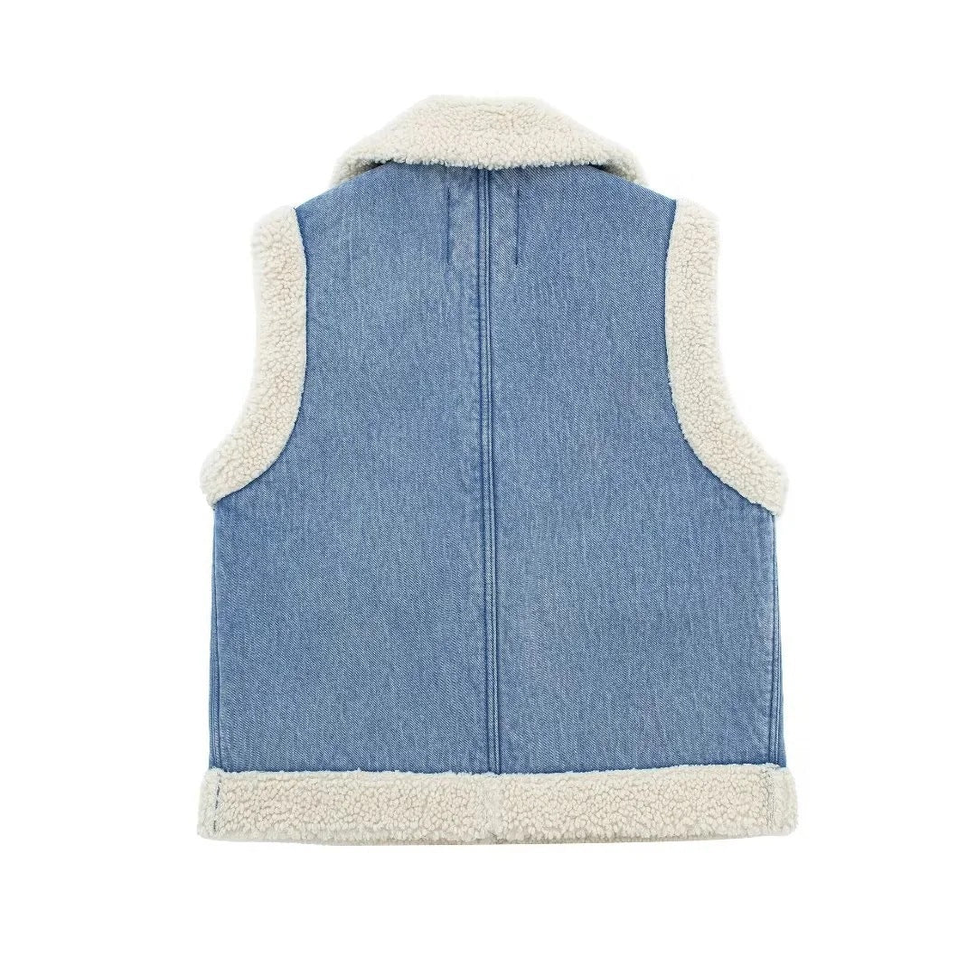 Gilet en laine imitation denim