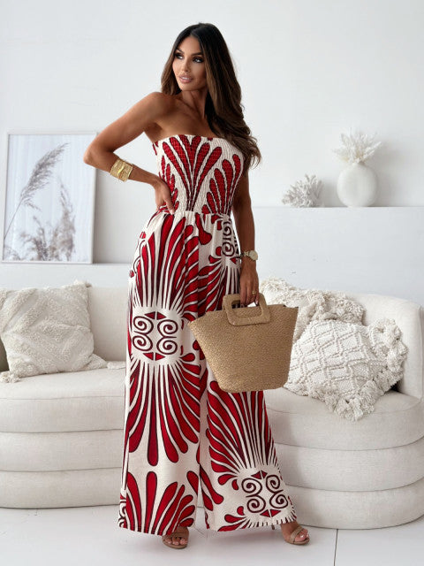 Off-Shoulder Sleeveless Jumpsuit with Wide Legs