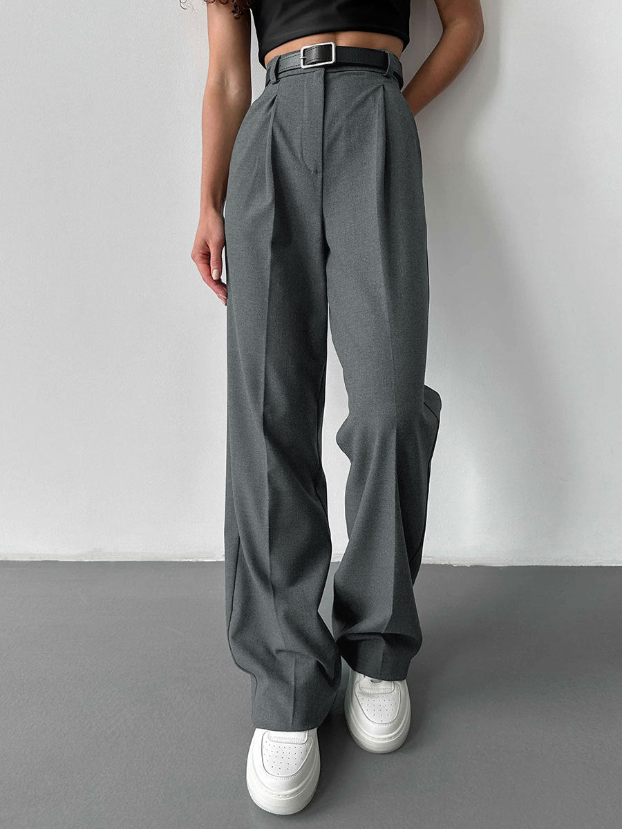 High-Waisted Straight-Leg Wide-Leg Suit Pant