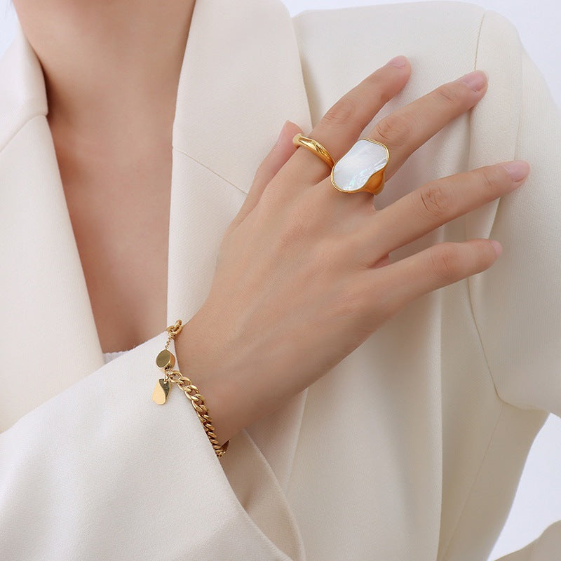 Irregular Shaped White Sea Shell Ring