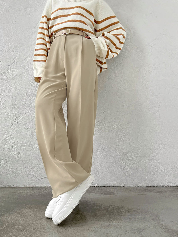 High-Waisted Straight-Leg Wide-Leg Suit Pant